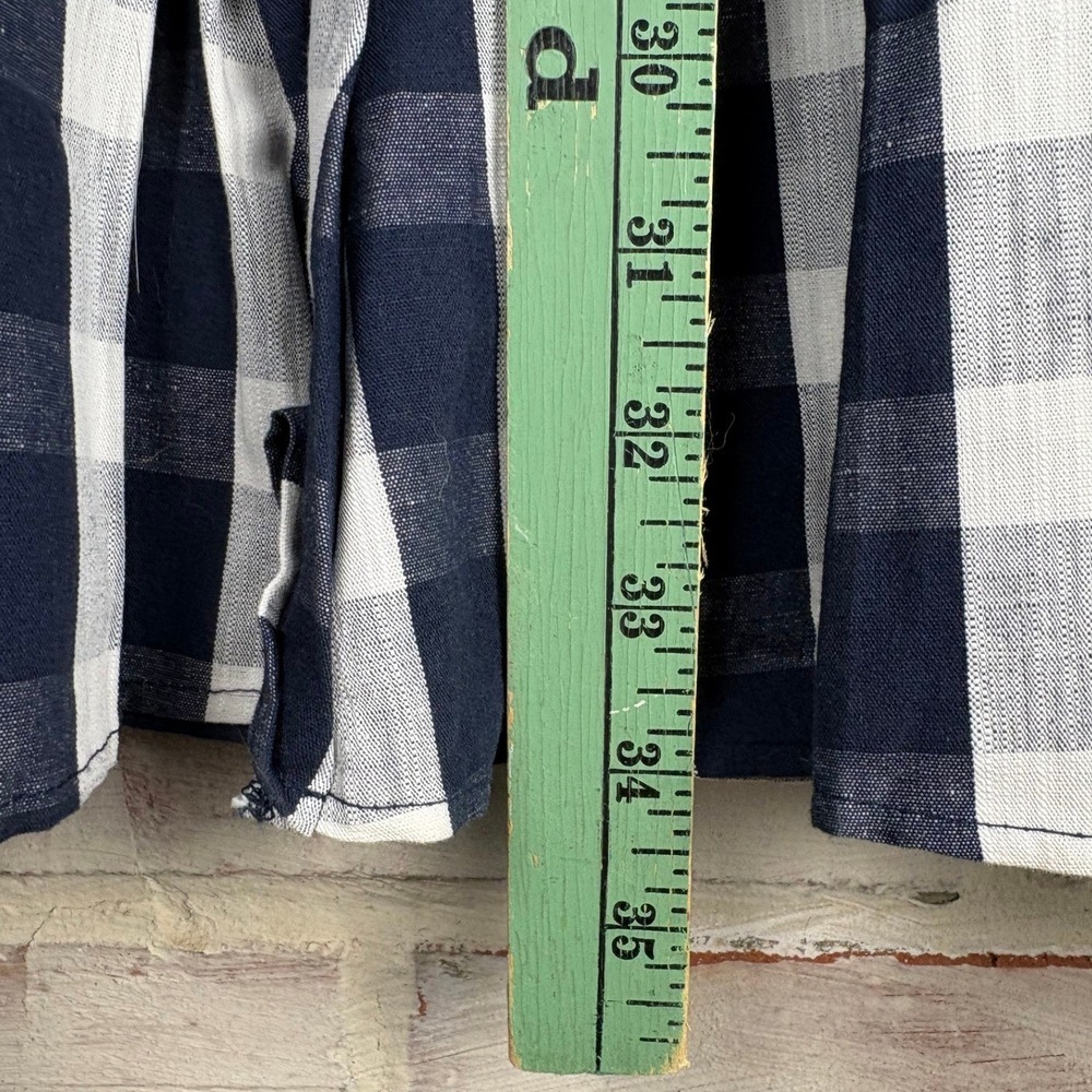 NWT Tuckernuck Navy Check Tate Dress Gingham Ruffle Cotton Linen Oversized XXS - Picture 8 of 14